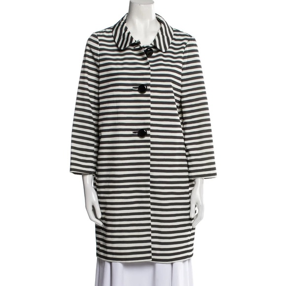 Kate Spade black/white stripe 3/4 sleeve coat - Picture 1 of 4
